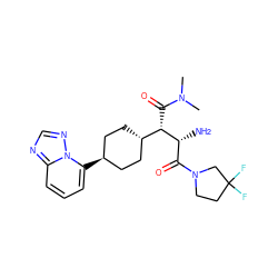 CN(C)C(=O)[C@@H]([C@H]1CC[C@H](c2cccc3ncnn32)CC1)[C@H](N)C(=O)N1CCC(F)(F)C1 ZINC000100071167