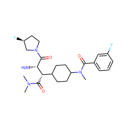 CN(C)C(=O)[C@@H](C1CCC(N(C)C(=O)c2cccc(F)c2)CC1)[C@H](N)C(=O)N1CC[C@H](F)C1 ZINC000014963960