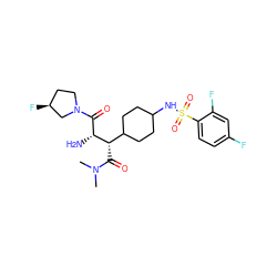 CN(C)C(=O)[C@@H](C1CCC(NS(=O)(=O)c2ccc(F)cc2F)CC1)[C@H](N)C(=O)N1CC[C@H](F)C1 ZINC000014963944