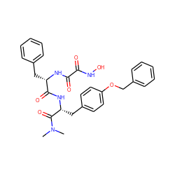 CN(C)C(=O)[C@@H](Cc1ccc(OCc2ccccc2)cc1)NC(=O)[C@H](Cc1ccccc1)NC(=O)C(=O)NO ZINC000028018540