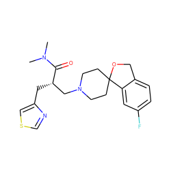 CN(C)C(=O)[C@@H](Cc1cscn1)CN1CCC2(CC1)OCc1ccc(F)cc12 ZINC000084672541