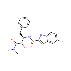 CN(C)C(=O)[C@@H](O)[C@@H](Cc1ccccc1)NC(=O)c1cc2cc(Cl)ccc2[nH]1 ZINC000013780526