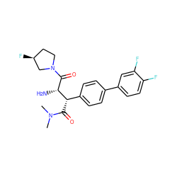 CN(C)C(=O)[C@@H](c1ccc(-c2ccc(F)c(F)c2)cc1)[C@H](N)C(=O)N1CC[C@H](F)C1 ZINC000014947832