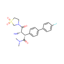 CN(C)C(=O)[C@@H](c1ccc(-c2ccc(F)cc2)cc1)[C@H](N)C(=O)N1CCS(=O)(=O)C1 ZINC000014947818