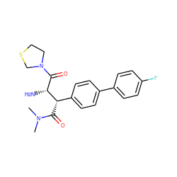 CN(C)C(=O)[C@@H](c1ccc(-c2ccc(F)cc2)cc1)[C@H](N)C(=O)N1CCSC1 ZINC000014947815