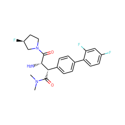 CN(C)C(=O)[C@@H](c1ccc(-c2ccc(F)cc2F)cc1)[C@H](N)C(=O)N1CC[C@H](F)C1 ZINC000014947829