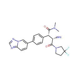 CN(C)C(=O)[C@@H](c1ccc(-c2ccc3ncnn3c2)cc1)[C@H](N)C(=O)N1CCC(F)(F)C1 ZINC000035850576