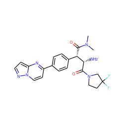 CN(C)C(=O)[C@@H](c1ccc(-c2ccn3nccc3n2)cc1)[C@H](N)C(=O)N1CCC(F)(F)C1 ZINC000014947678