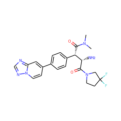 CN(C)C(=O)[C@@H](c1ccc(-c2ccn3ncnc3c2)cc1)[C@H](N)C(=O)N1CCC(F)(F)C1 ZINC000035937565