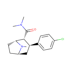 CN(C)C(=O)[C@@H]1[C@@H](c2ccc(Cl)cc2)C[C@H]2CC[C@H]1N2C ZINC000100802703