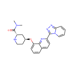 CN(C)C(=O)[C@@H]1C[C@@H](Oc2cccc3ccc(-c4nnc5ccccn45)nc23)CCN1 ZINC000117659970