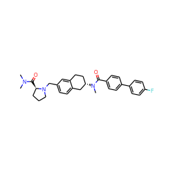 CN(C)C(=O)[C@@H]1CCCN1Cc1ccc2c(c1)CC[C@H](N(C)C(=O)c1ccc(-c3ccc(F)cc3)cc1)C2 ZINC000036126695