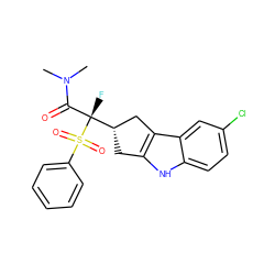 CN(C)C(=O)[C@](F)([C@H]1Cc2[nH]c3ccc(Cl)cc3c2C1)S(=O)(=O)c1ccccc1 ZINC000040848547