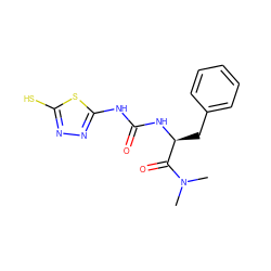 CN(C)C(=O)[C@H](Cc1ccccc1)NC(=O)Nc1nnc(S)s1 ZINC000013796965