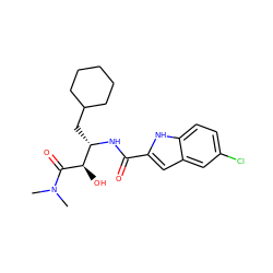 CN(C)C(=O)[C@H](O)[C@H](CC1CCCCC1)NC(=O)c1cc2cc(Cl)ccc2[nH]1 ZINC000013780537