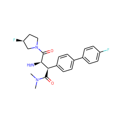 CN(C)C(=O)[C@H](c1ccc(-c2ccc(F)cc2)cc1)[C@@H](N)C(=O)N1CC[C@H](F)C1 ZINC000014959007