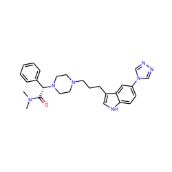 CN(C)C(=O)[C@H](c1ccccc1)N1CCN(CCCc2c[nH]c3ccc(-n4cnnc4)cc23)CC1 ZINC000022939243