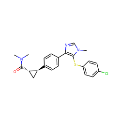 CN(C)C(=O)[C@H]1C[C@@H]1c1ccc(-c2ncn(C)c2Sc2ccc(Cl)cc2)cc1 ZINC000096270407