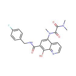 CN(C)C(=O)C(=O)N(C)c1cc(C(=O)NCc2ccc(F)cc2)c(O)c2ncccc12 ZINC000045286042