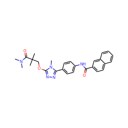 CN(C)C(=O)C(C)(C)COc1nnc(-c2ccc(NC(=O)c3ccc4ccccc4c3)cc2)n1C ZINC000073223855