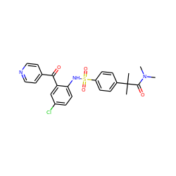 CN(C)C(=O)C(C)(C)c1ccc(S(=O)(=O)Nc2ccc(Cl)cc2C(=O)c2ccncc2)cc1 ZINC000146995577