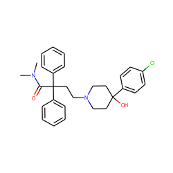 CN(C)C(=O)C(CCN1CCC(O)(c2ccc(Cl)cc2)CC1)(c1ccccc1)c1ccccc1 ZINC000000537928