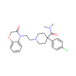 CN(C)C(=O)C1(c2ccc(Cl)cc2)CCN(CCN2C(=O)COc3ccccc32)CC1 ZINC000028826463