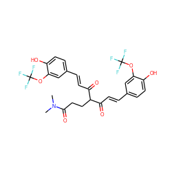 CN(C)C(=O)CCC(C(=O)/C=C/c1ccc(O)c(OC(F)(F)F)c1)C(=O)/C=C/c1ccc(O)c(OC(F)(F)F)c1 ZINC000261184448