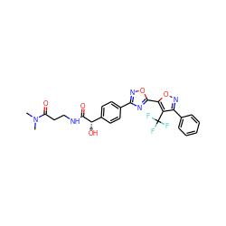 CN(C)C(=O)CCNC(=O)[C@@H](O)c1ccc(-c2noc(-c3onc(-c4ccccc4)c3C(F)(F)F)n2)cc1 ZINC000166523793