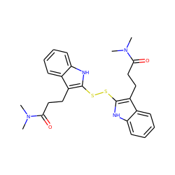 CN(C)C(=O)CCc1c(SSc2[nH]c3ccccc3c2CCC(=O)N(C)C)[nH]c2ccccc12 ZINC000013734675