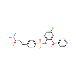 CN(C)C(=O)CCc1ccc(S(=O)(=O)Nc2ccc(Cl)cc2C(=O)c2ccncc2)cc1 ZINC000146995947