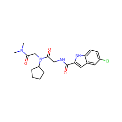 CN(C)C(=O)CN(C(=O)CNC(=O)c1cc2cc(Cl)ccc2[nH]1)C1CCCC1 ZINC000028133782