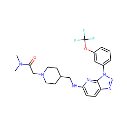 CN(C)C(=O)CN1CCC(CNc2ccc3nnn(-c4cccc(OC(F)(F)F)c4)c3n2)CC1 ZINC000082157220