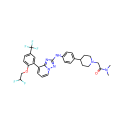 CN(C)C(=O)CN1CCC(c2ccc(Nc3nc4c(-c5cc(C(F)(F)F)ccc5OCC(F)F)cccn4n3)cc2)CC1 ZINC000096169830