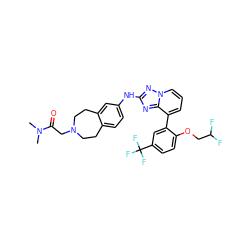 CN(C)C(=O)CN1CCc2ccc(Nc3nc4c(-c5cc(C(F)(F)F)ccc5OCC(F)F)cccn4n3)cc2CC1 ZINC000096169832