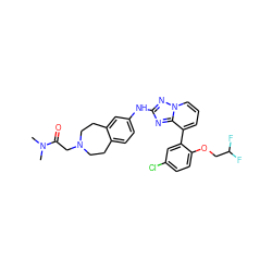 CN(C)C(=O)CN1CCc2ccc(Nc3nc4c(-c5cc(Cl)ccc5OCC(F)F)cccn4n3)cc2CC1 ZINC000096169881