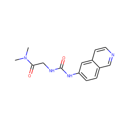 CN(C)C(=O)CNC(=O)Nc1ccc2cnccc2c1 ZINC001772570881