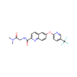 CN(C)C(=O)CNC(=O)c1ccc2cc(Oc3ccc(C(F)(F)F)cn3)ccc2n1 ZINC001772634180