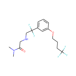 CN(C)C(=O)CNCC(F)(F)c1cccc(OCCCC(F)(F)F)c1 ZINC000148811192