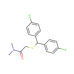 CN(C)C(=O)CSC(c1ccc(Cl)cc1)c1ccc(Cl)cc1 ZINC000066077061