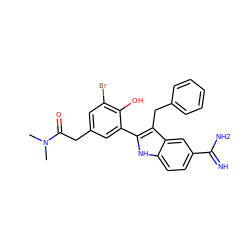 CN(C)C(=O)Cc1cc(Br)c(O)c(-c2[nH]c3ccc(C(=N)N)cc3c2Cc2ccccc2)c1 ZINC000029477316