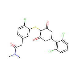 CN(C)C(=O)Cc1ccc(Cl)c(SC2C(=O)CC(c3c(Cl)cccc3Cl)CC2=O)c1 ZINC000473121062