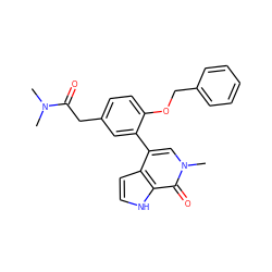 CN(C)C(=O)Cc1ccc(OCc2ccccc2)c(-c2cn(C)c(=O)c3[nH]ccc23)c1 ZINC000146689097