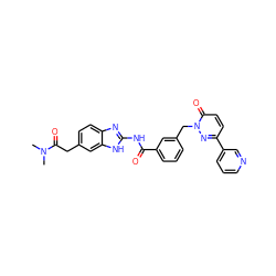 CN(C)C(=O)Cc1ccc2nc(NC(=O)c3cccc(Cn4nc(-c5cccnc5)ccc4=O)c3)[nH]c2c1 ZINC000212400575