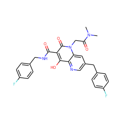 CN(C)C(=O)Cn1c(=O)c(C(=O)NCc2ccc(F)cc2)c(O)c2ncc(Cc3ccc(F)cc3)cc21 ZINC000102905945