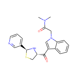 CN(C)C(=O)Cn1cc(C(=O)[C@@H]2CS[C@@H](c3cccnc3)N2)c2ccccc21 ZINC000013737494