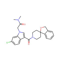 CN(C)C(=O)Cn1cc(C(=O)N2CCC3(CC2)OCc2ccccc23)c2ccc(Cl)cc21 ZINC000043151870