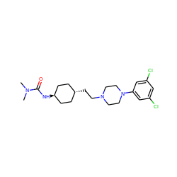 CN(C)C(=O)N[C@H]1CC[C@H](CCN2CCN(c3cc(Cl)cc(Cl)c3)CC2)CC1 ZINC000261104642