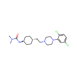 CN(C)C(=O)N[C@H]1CC[C@H](CCN2CCN(c3cc(Cl)ccc3Cl)CC2)CC1 ZINC000261192049