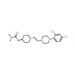 CN(C)C(=O)N[C@H]1CC[C@H](CCN2CCN(c3ccc(Cl)cc3Cl)CC2)CC1 ZINC000261120616